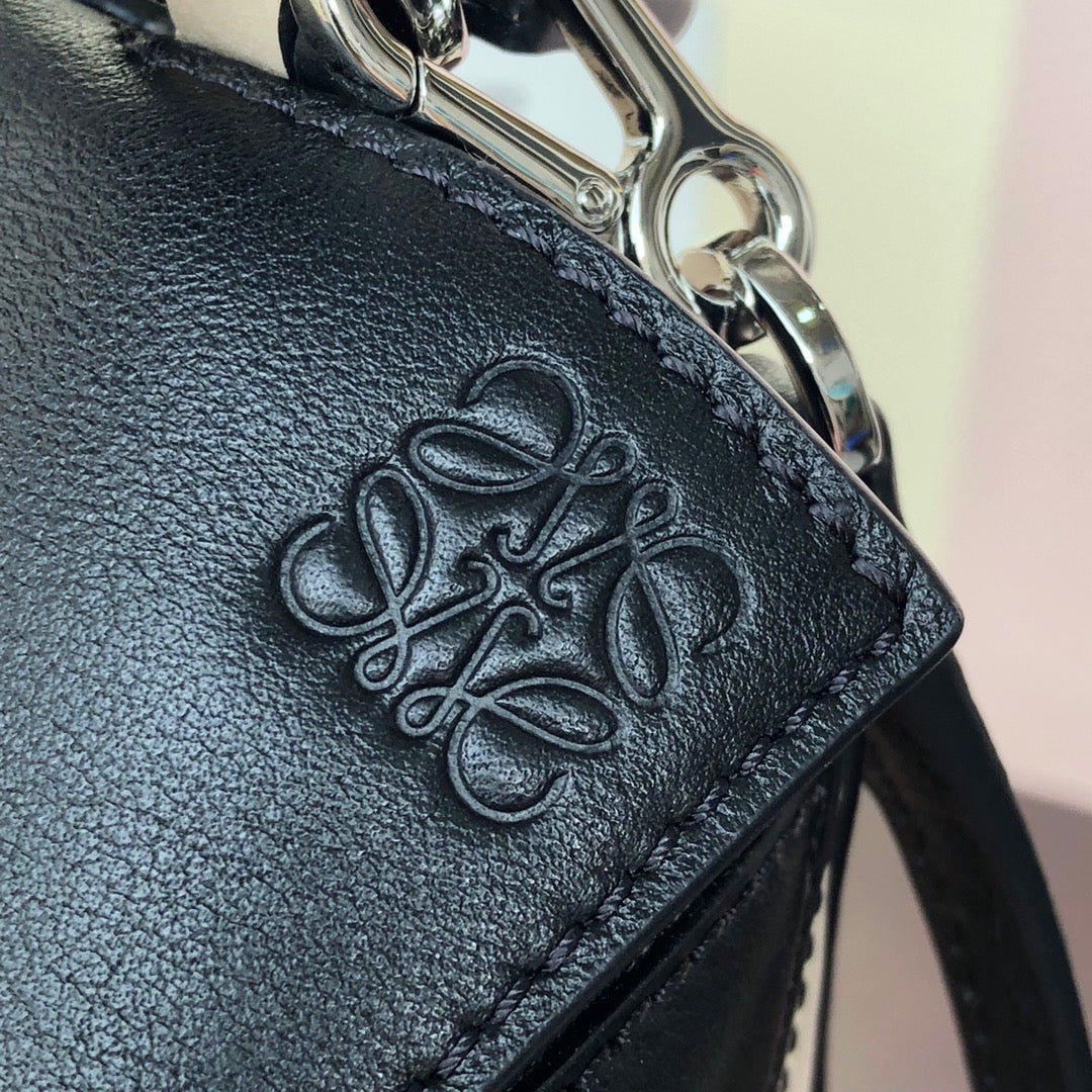 LOEWE LOE MINI 18 PUZZLE BAG IN WHITE MIX BLACK CALFSKIN