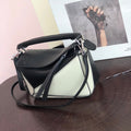 LOEWE LOE MINI 18 PUZZLE BAG IN WHITE MIX BLACK CALFSKIN