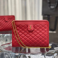 SAINT LAURENT VICTOIRE 25 RED LAMBSKIN GOLD HARDWARE