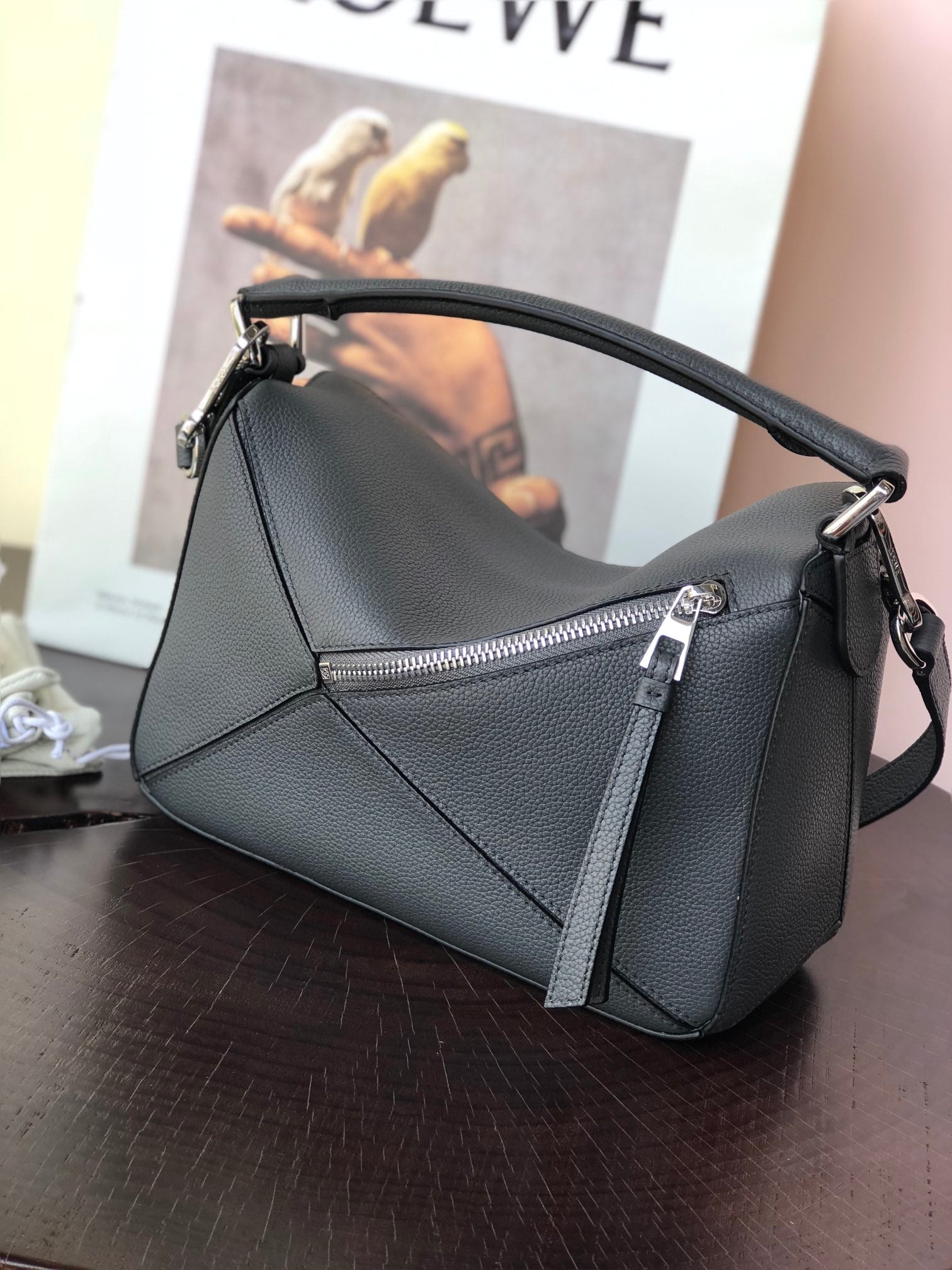 LOEWE SMALL PUZZLE 24 BAG IN CLASSIC BLACK CALFSKIN