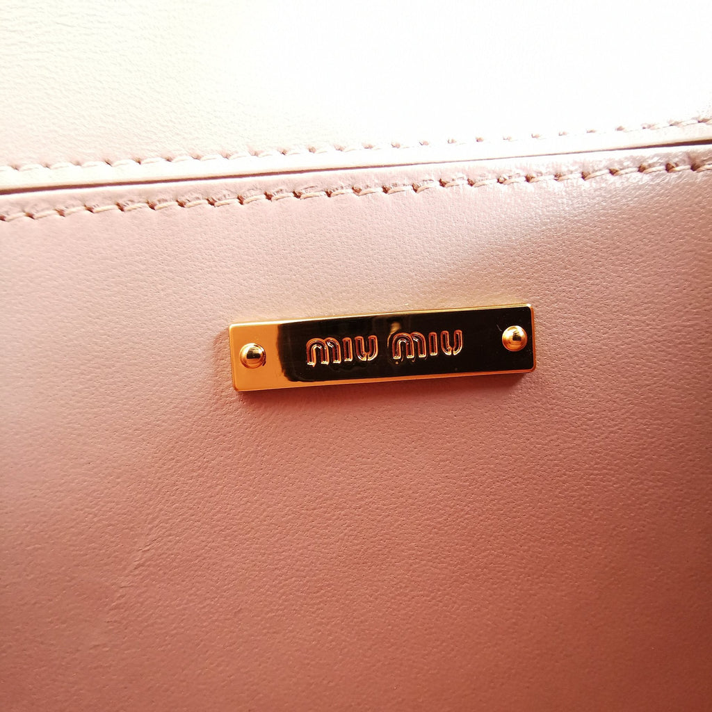 MIU MIU LADY 20 HANDBAG IN CROCODILE PATTERN PINK PASTEL CALFSKIN