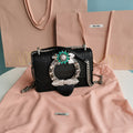MIU MIU LADY 20 HANDBAG IN CROCODILE PATTERN BLACK CALFSKIN