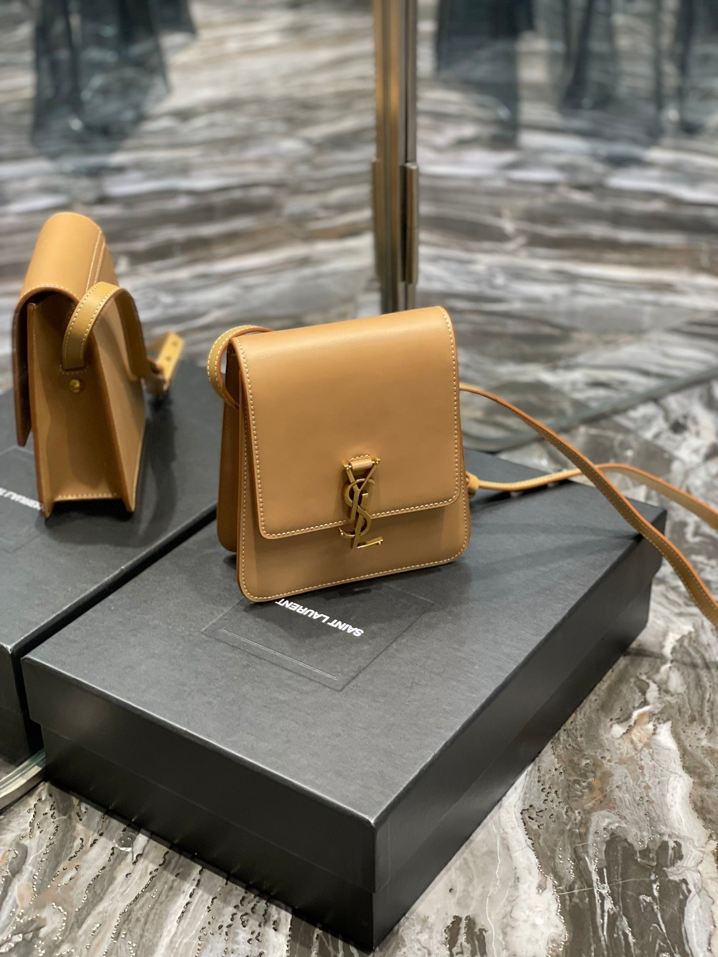 SAINT LAURENT KAIA 18 HANDBAG IN YELLOW CREAM CALFSKIN