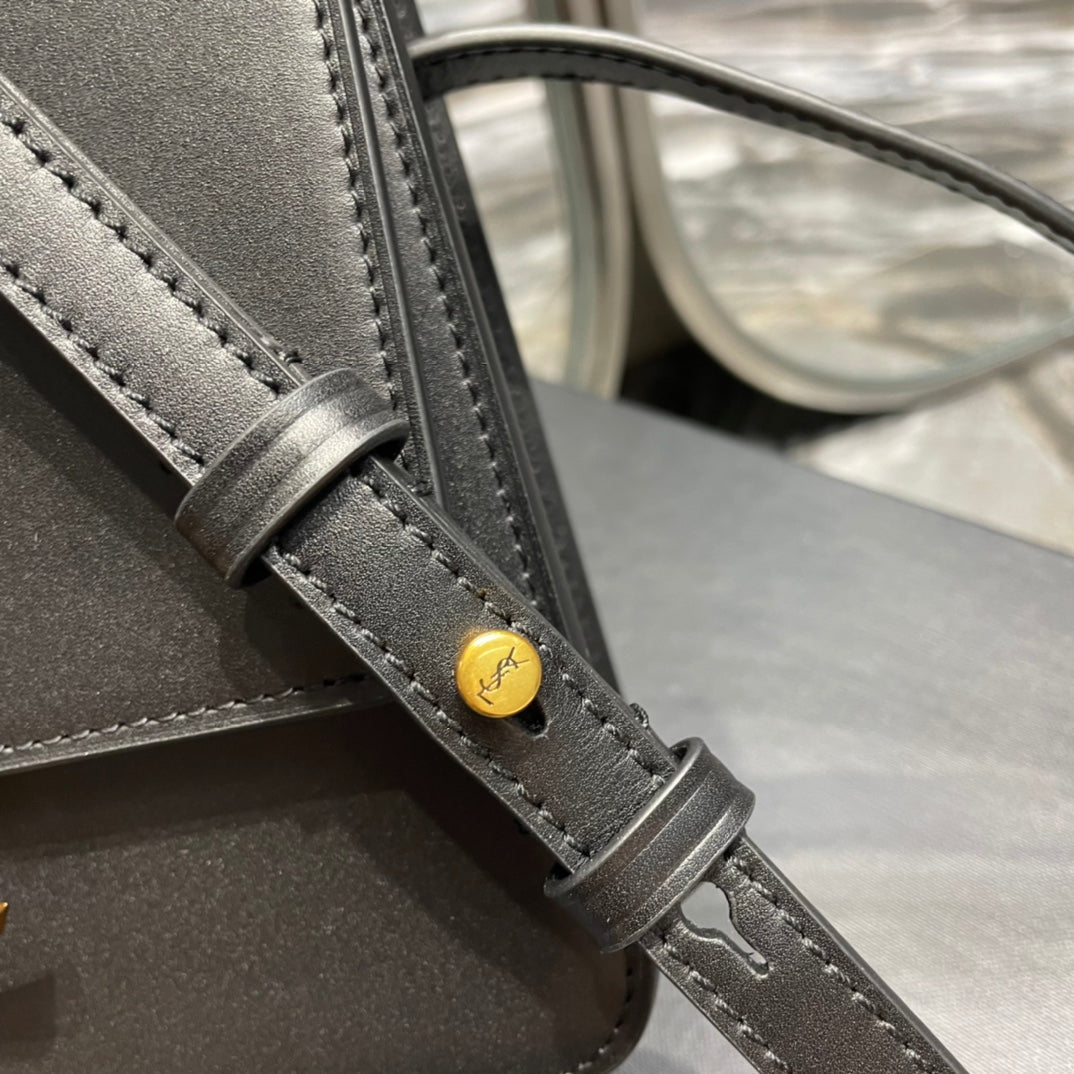SAINT LAURENT KAIA 18 HANDBAG IN BLACK CALFSKIN