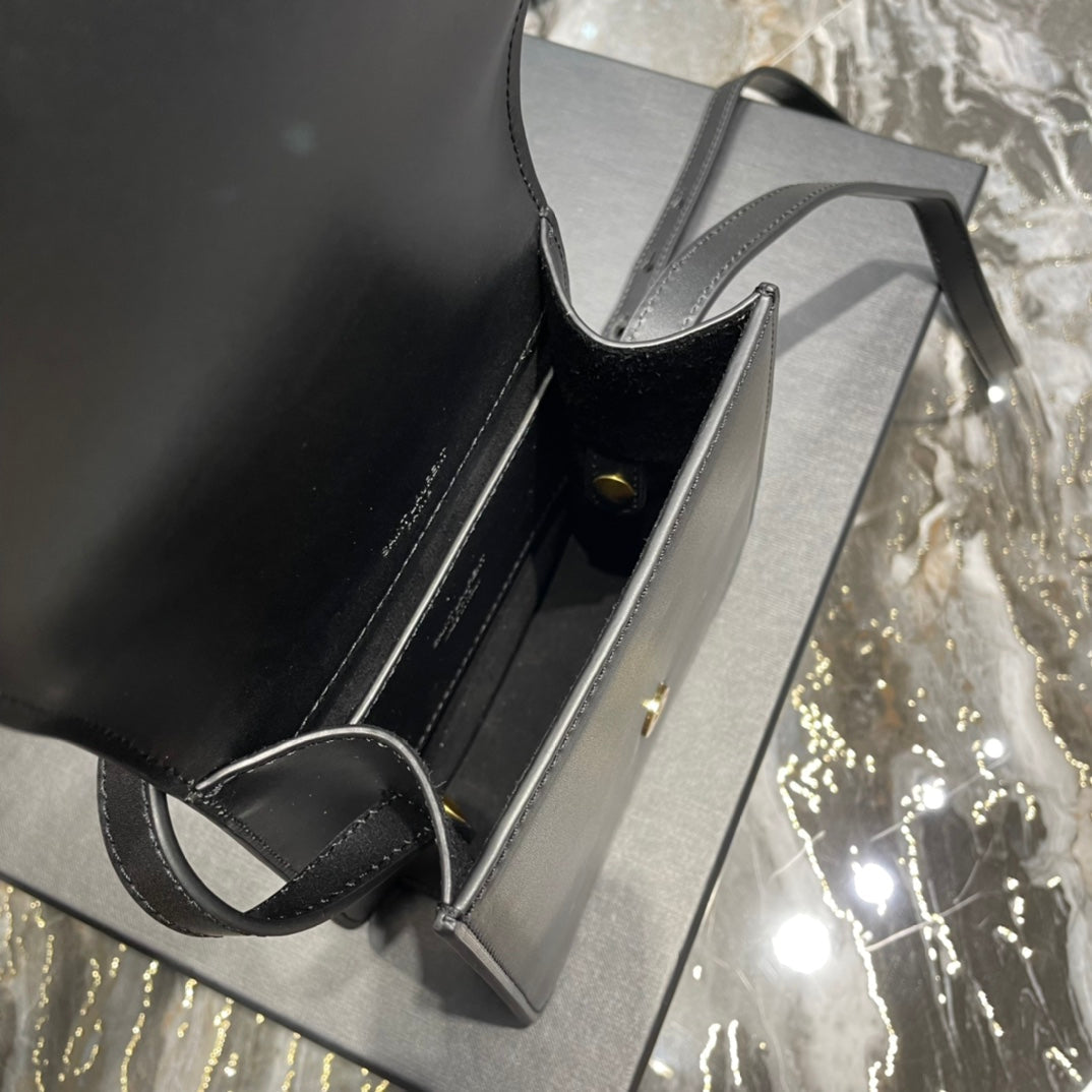 SAINT LAURENT KAIA 18 HANDBAG IN BLACK CALFSKIN