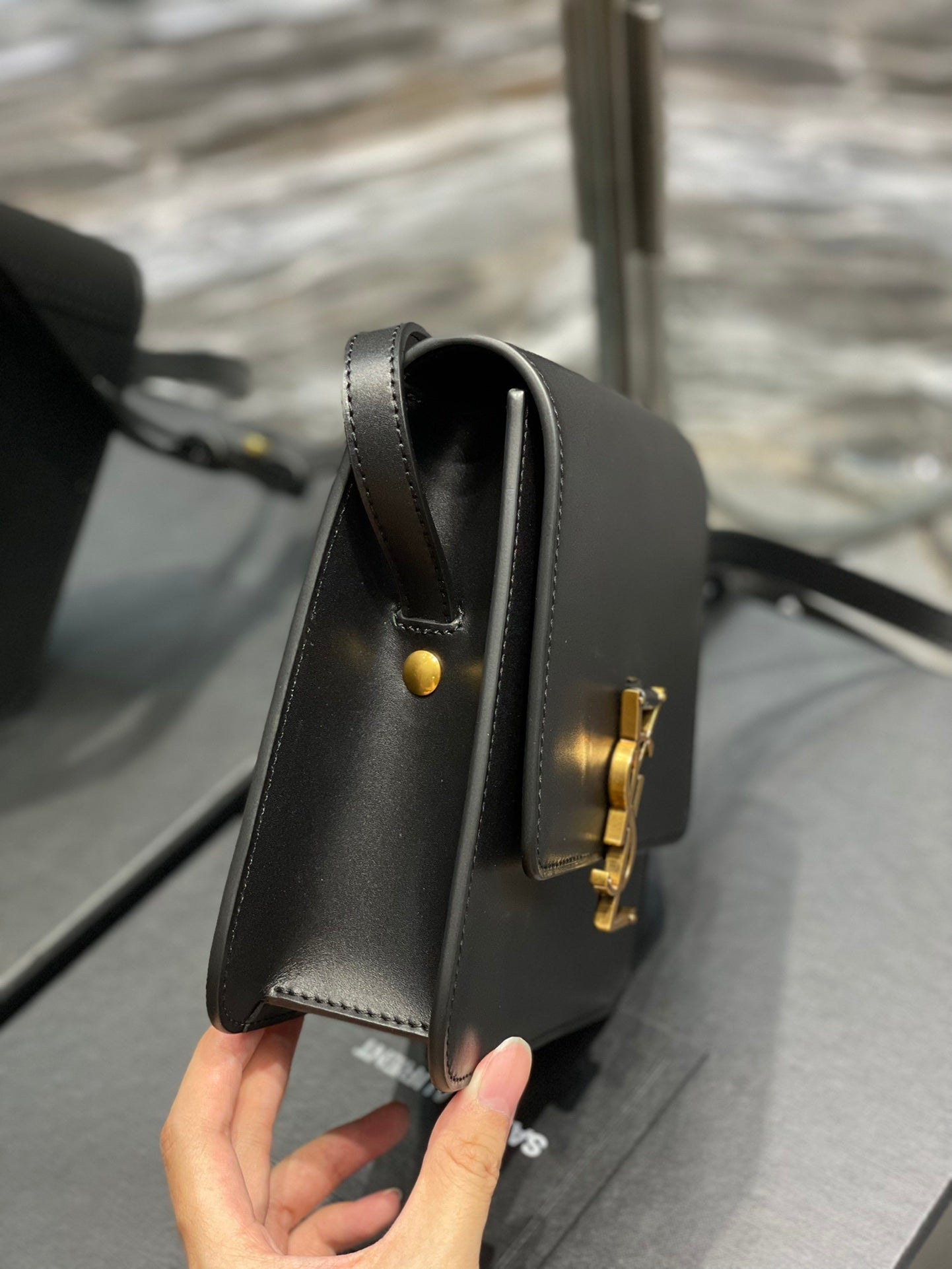 SAINT LAURENT KAIA 18 HANDBAG IN BLACK CALFSKIN