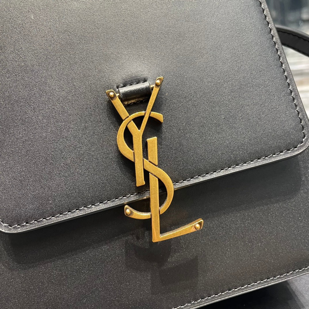 SAINT LAURENT KAIA 18 HANDBAG IN BLACK CALFSKIN