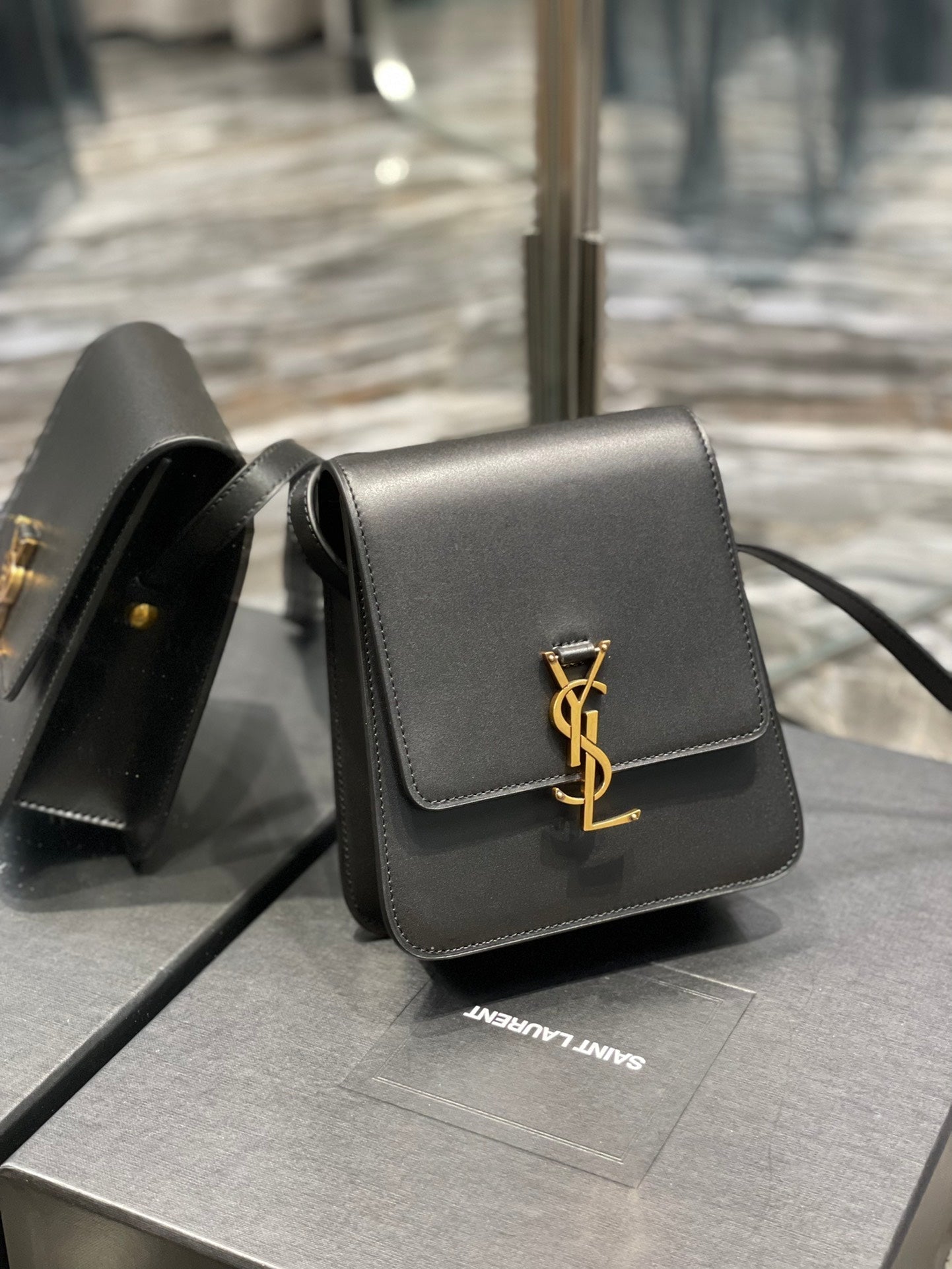 SAINT LAURENT KAIA 18 HANDBAG IN BLACK CALFSKIN