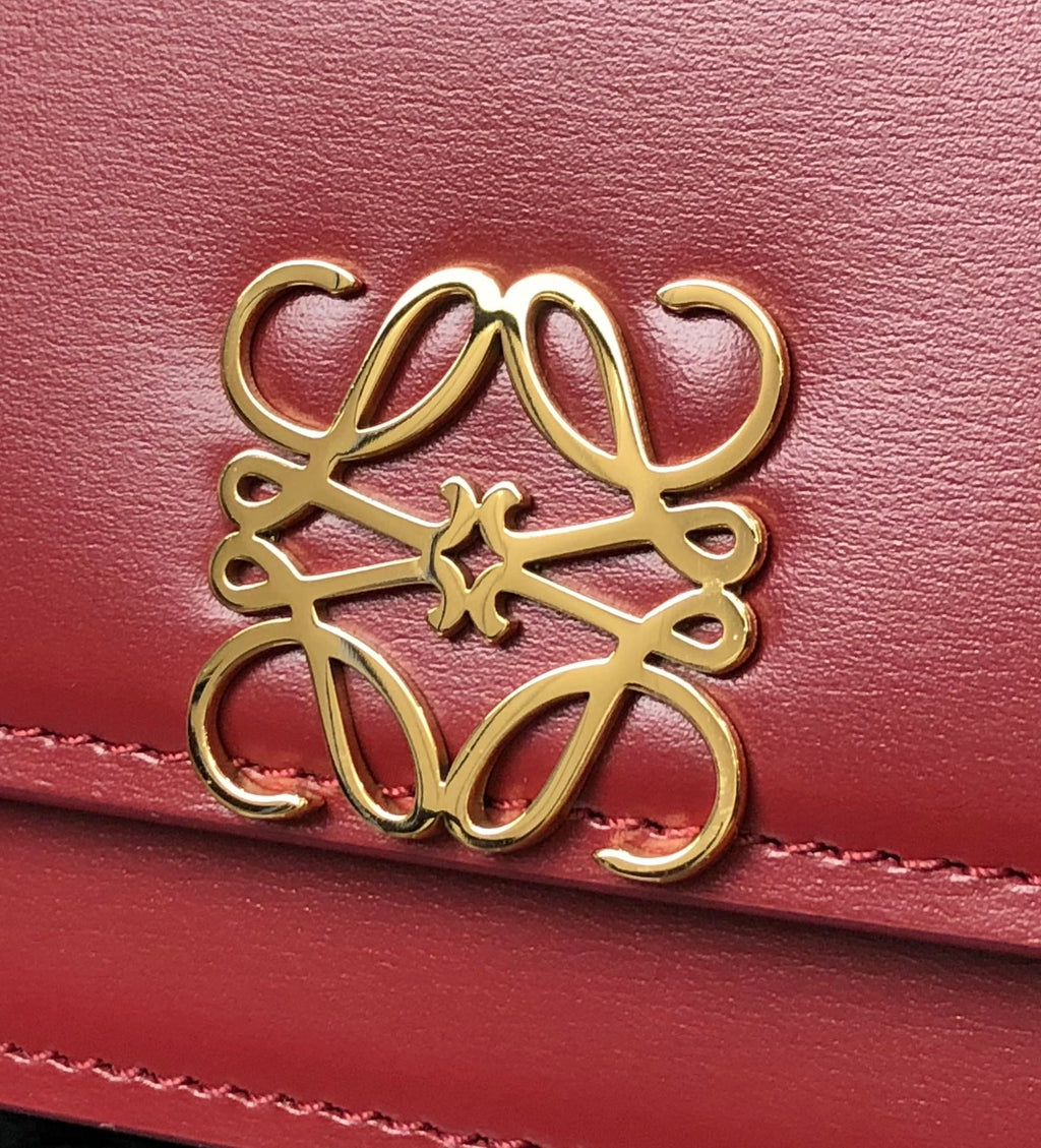 LOEWE LOE GOYA BAG 18 IN CHERRY RED SILK CALFSKIN