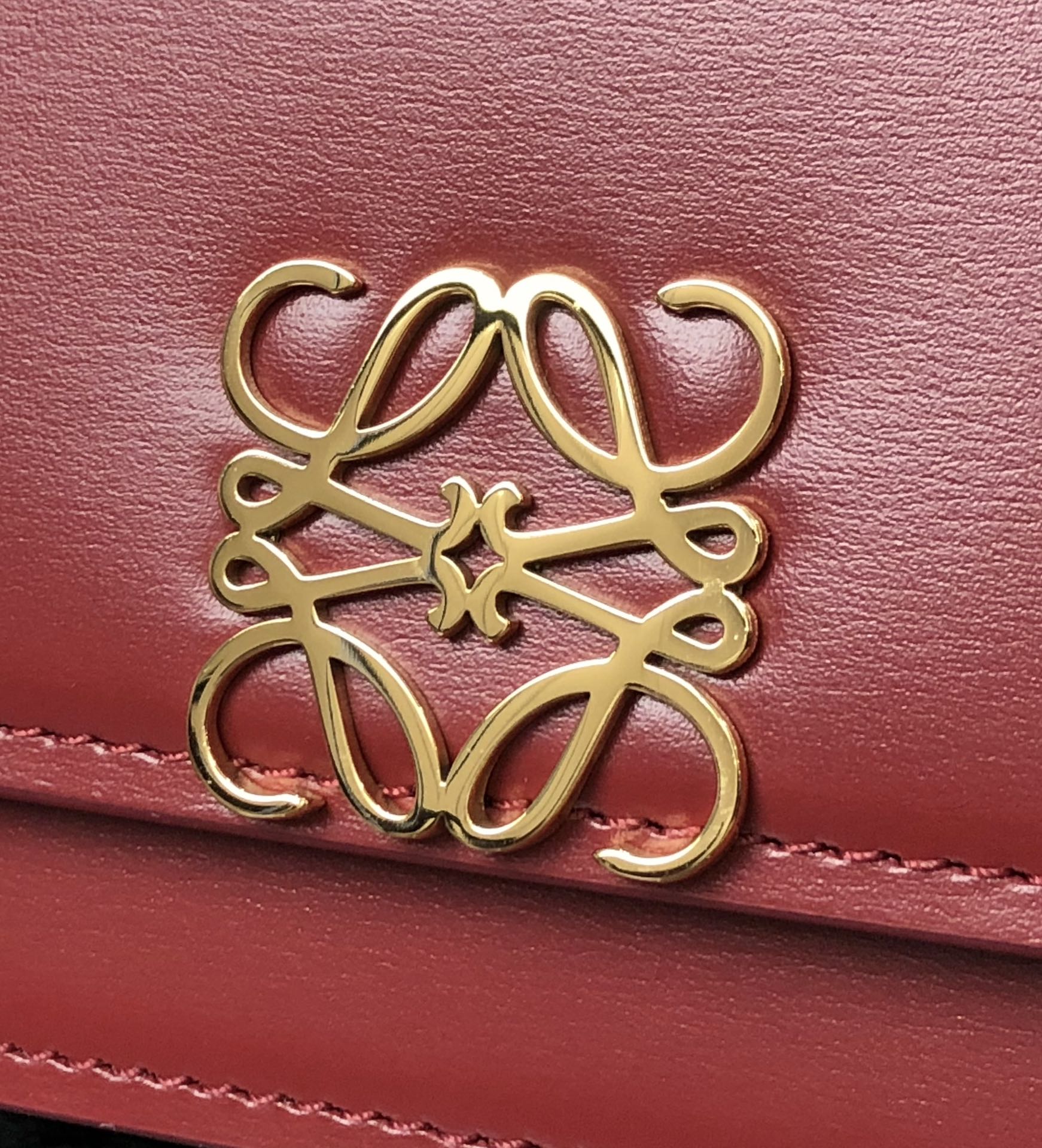 LOEWE LOE GOYA BAG 18 IN CHERRY RED SILK CALFSKIN