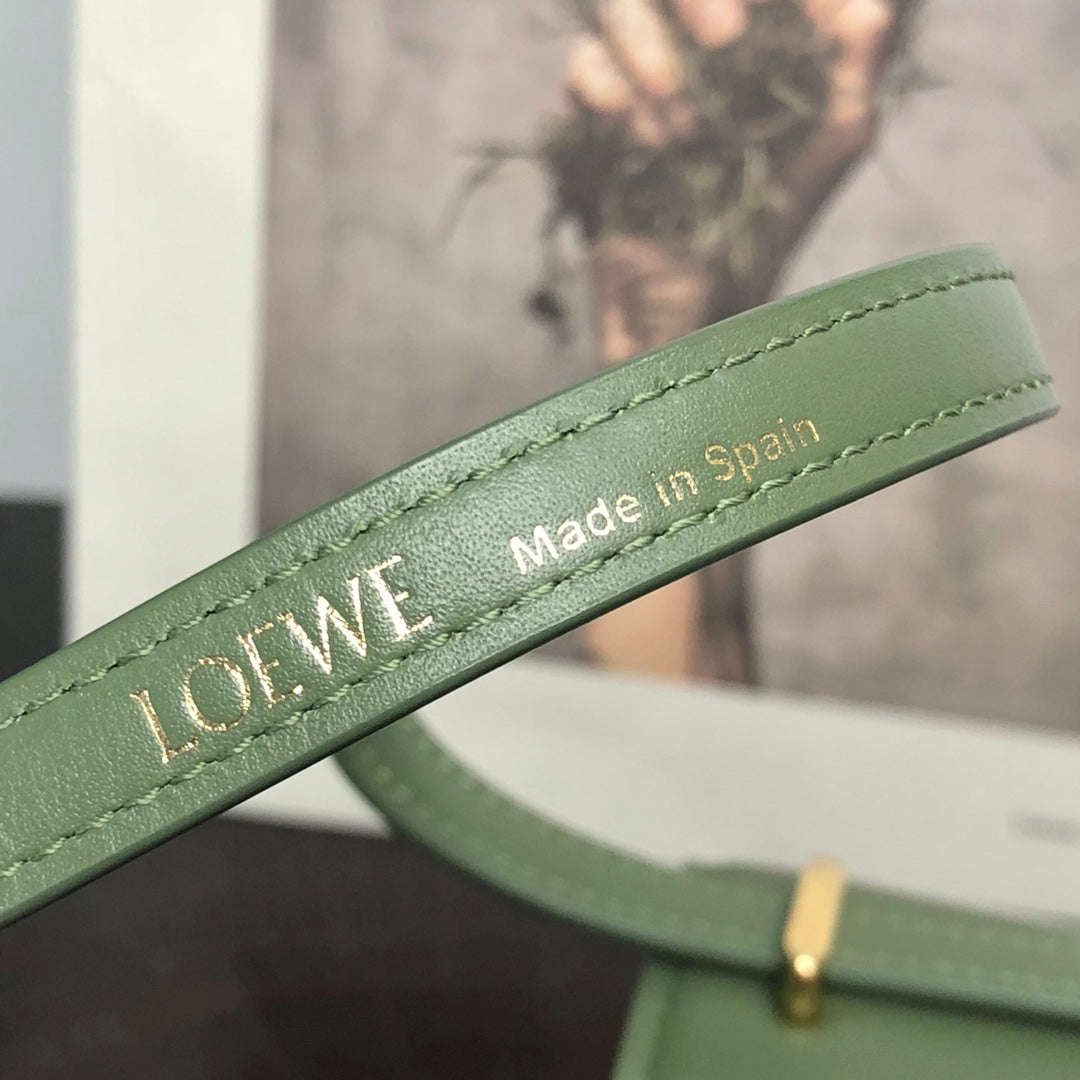 LOEWE GOYA 18 BAG IN AVOCADO GREEN SILK CALFSKIN