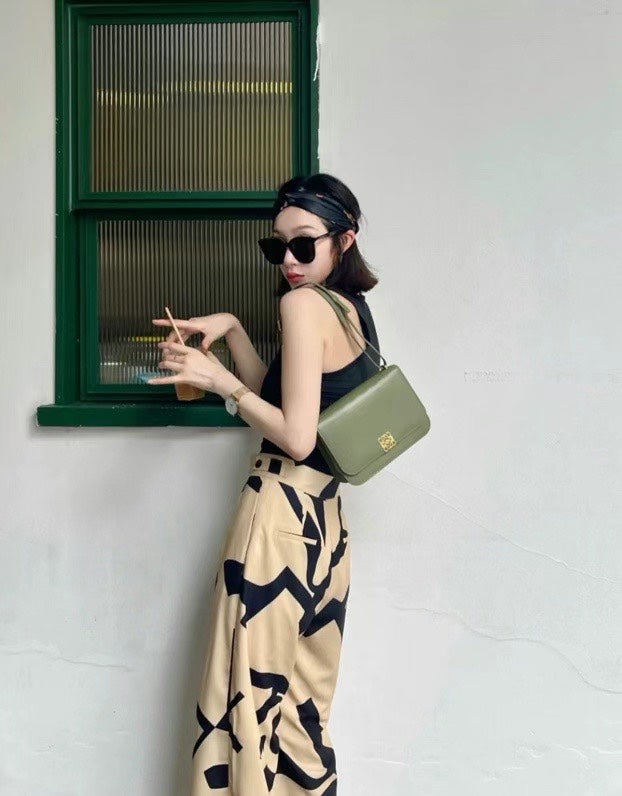 LOEWE GOYA 18 BAG IN AVOCADO GREEN SILK CALFSKIN