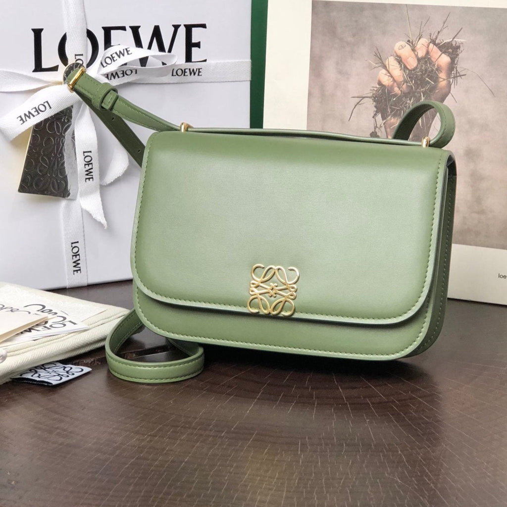 LOEWE GOYA 18 BAG IN AVOCADO GREEN SILK CALFSKIN