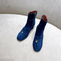 LP CHARMS ANKLE BOOTS METAL LOCK COBALT SUEDE