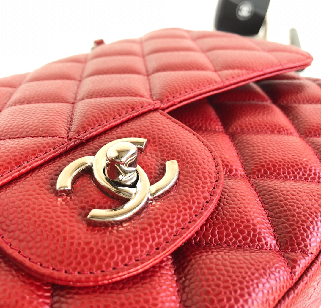 CHANEL FLAP BAG JUMBO 30CM RED CAVIAR SILVER HARDWARE