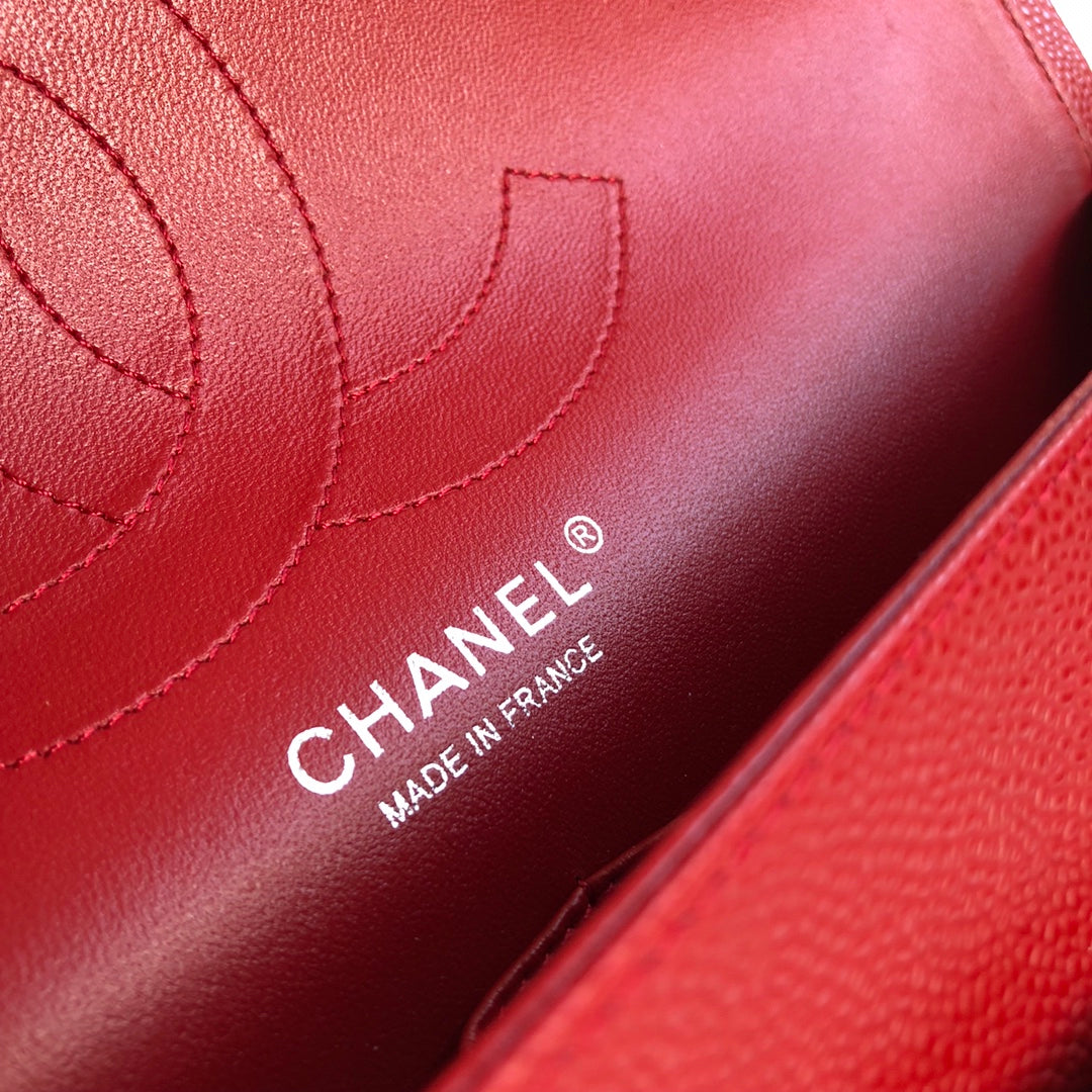 CHANEL FLAP BAG JUMBO 30CM RED CAVIAR SILVER HARDWARE