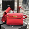SAINT LAURENT MAHATTAN IN BOX 29 RED CALFSKIN GOLD HARDWARE