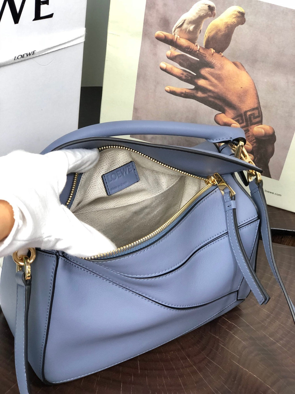 LOEWE SMALL PUZZLE 24 BAG IN CLASSIC LIGHT PURPLE CALFSKIN