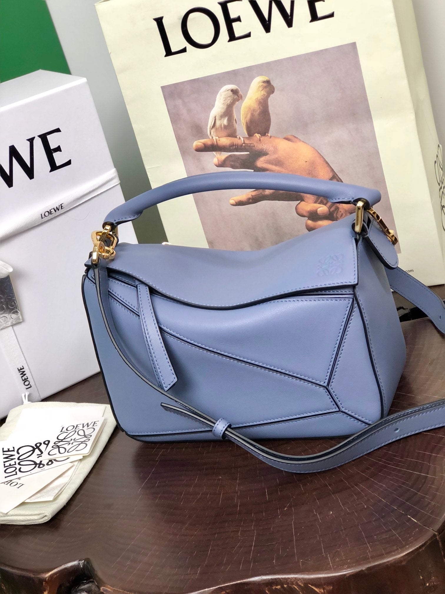 LOEWE SMALL PUZZLE 24 BAG IN CLASSIC LIGHT PURPLE CALFSKIN