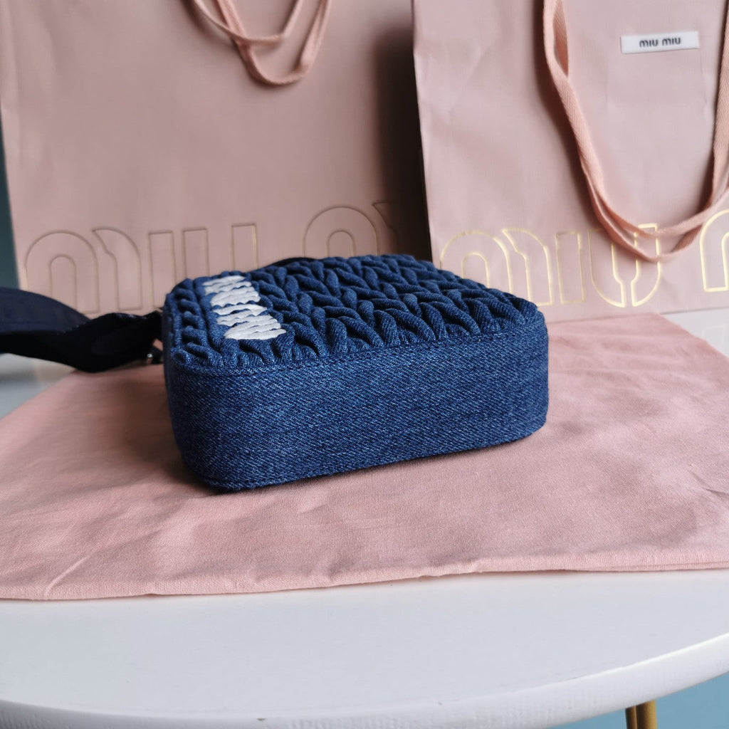 MIU MIU TOTE 18 BAG IN NAVY BLUE DENIM