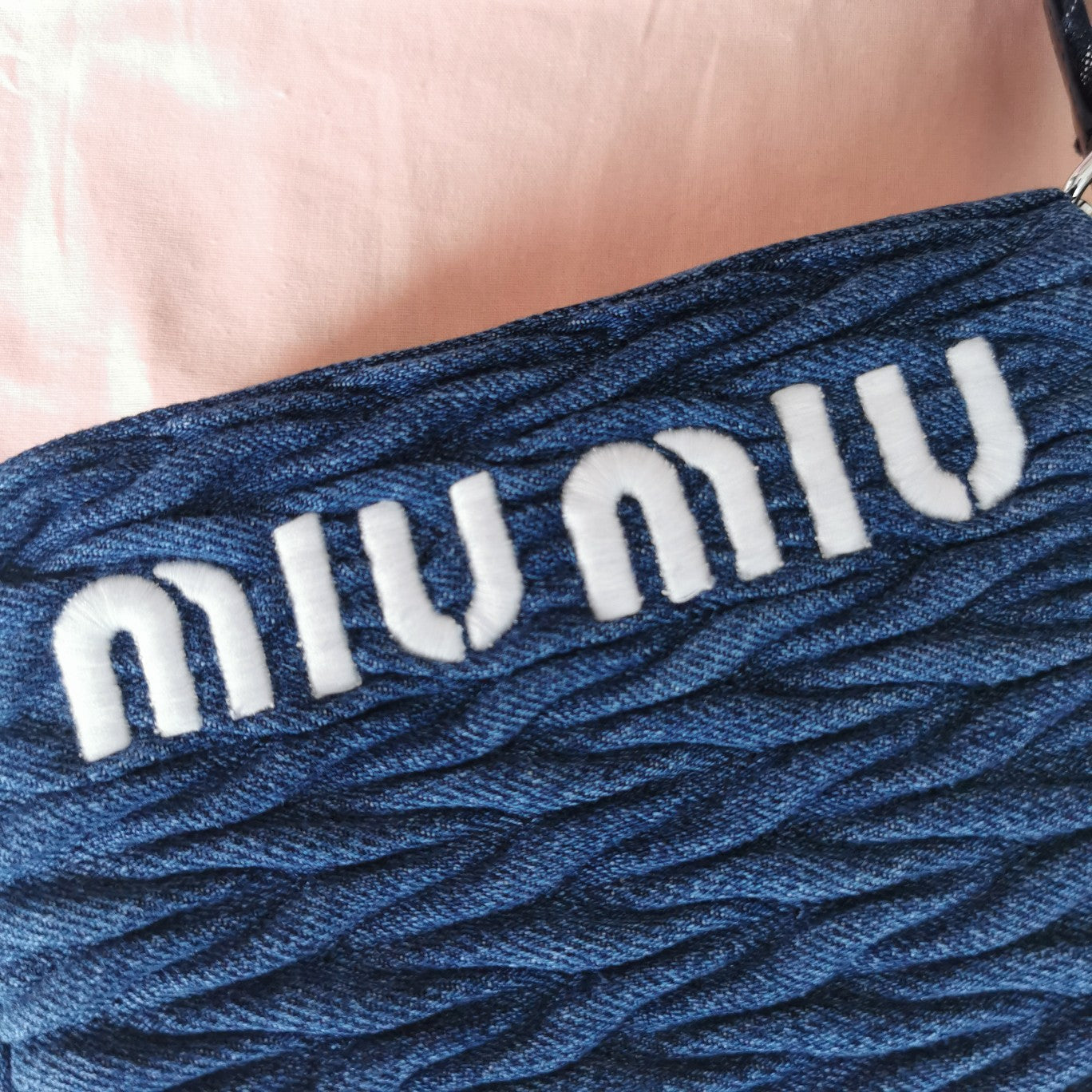 MIU MIU TOTE 18 BAG IN NAVY BLUE DENIM