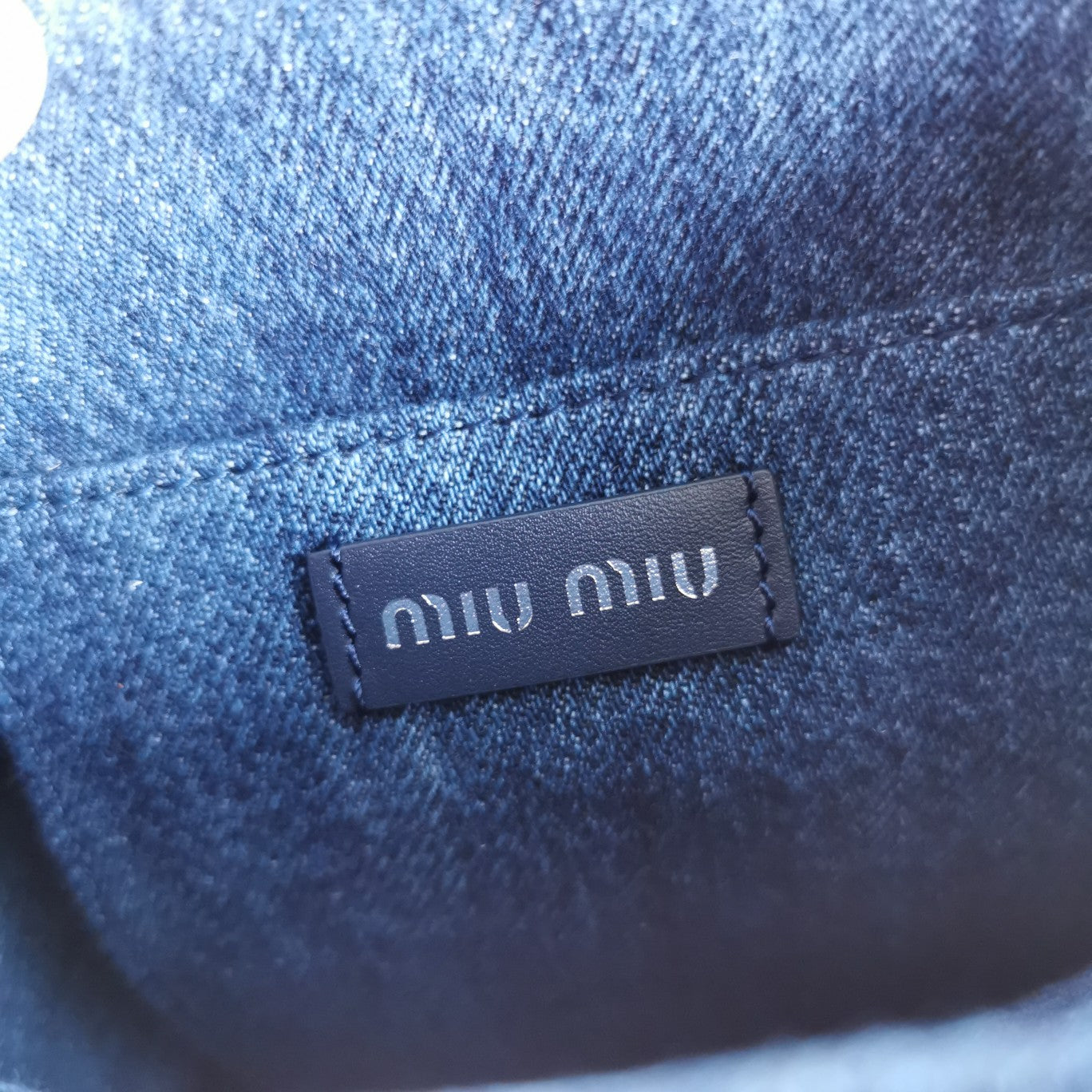 MIU MIU TOTE 18 BAG IN NAVY BLUE DENIM