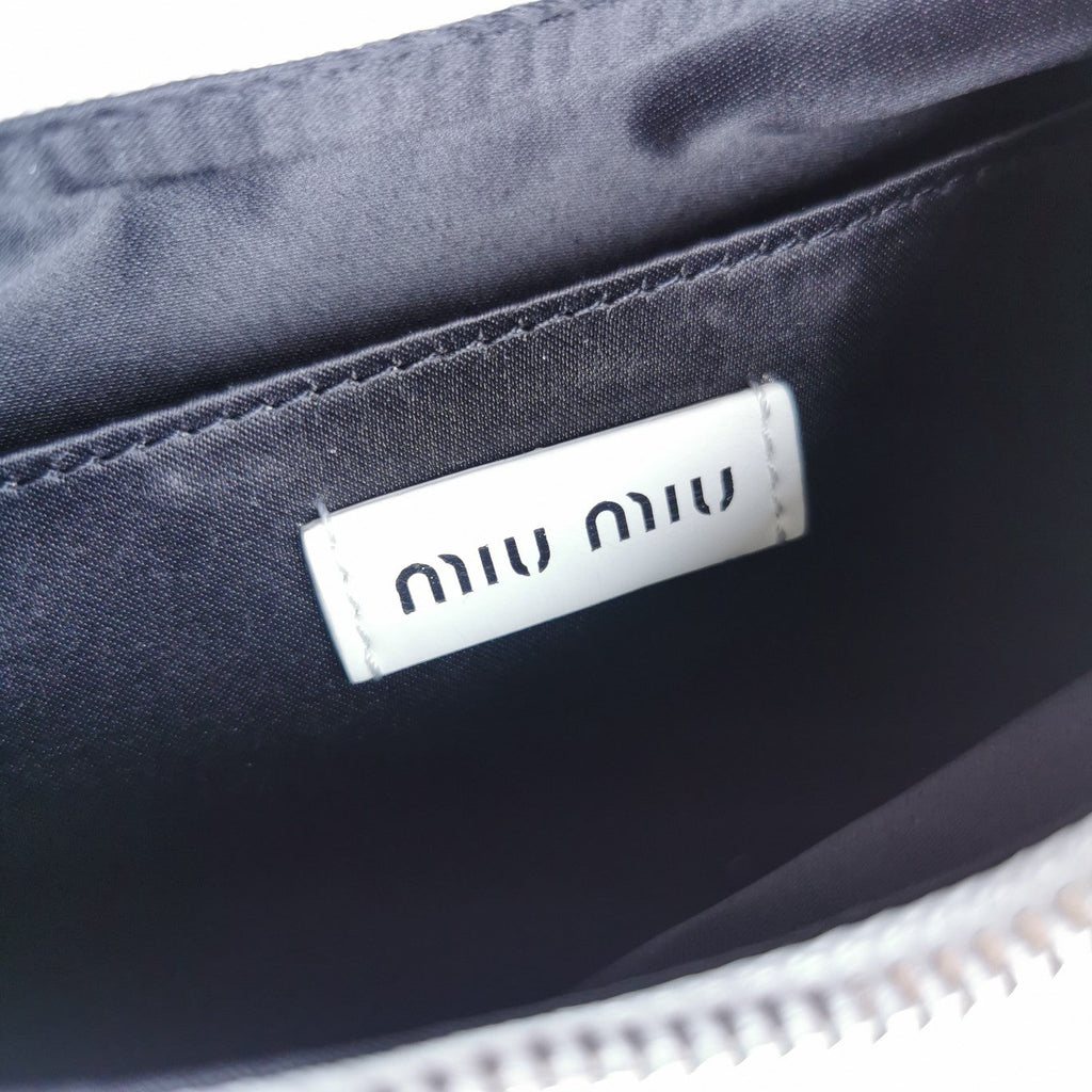 MIU MIU MATELASSé 21 BAG IN WHITE SATIN