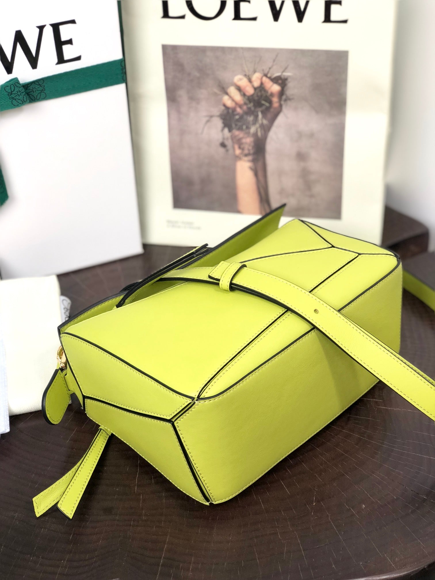 LOEWE SMALL PUZZLE 24 BAG IN CLASSIC MEADOW GREEN CALFSKIN