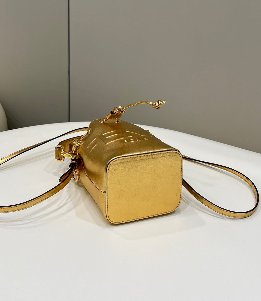 FENDI MON TRESOR 18 IN GOLD METALLIC CALFSKIN