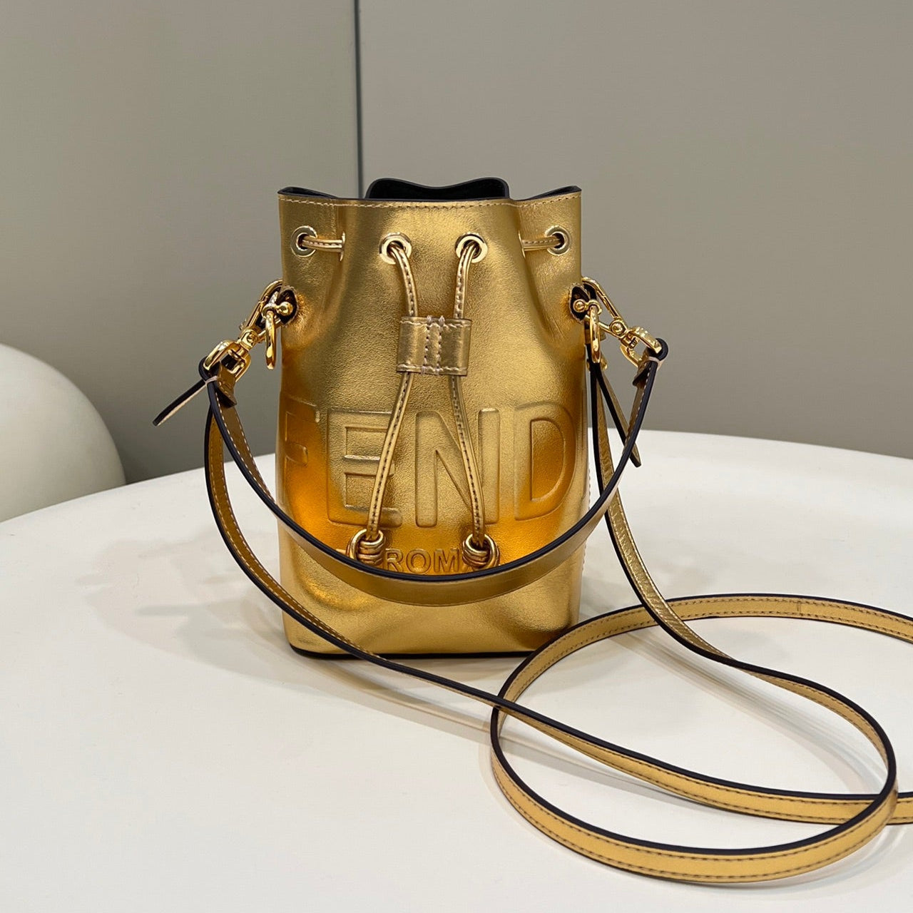 FENDI MON TRESOR 18 IN GOLD METALLIC CALFSKIN