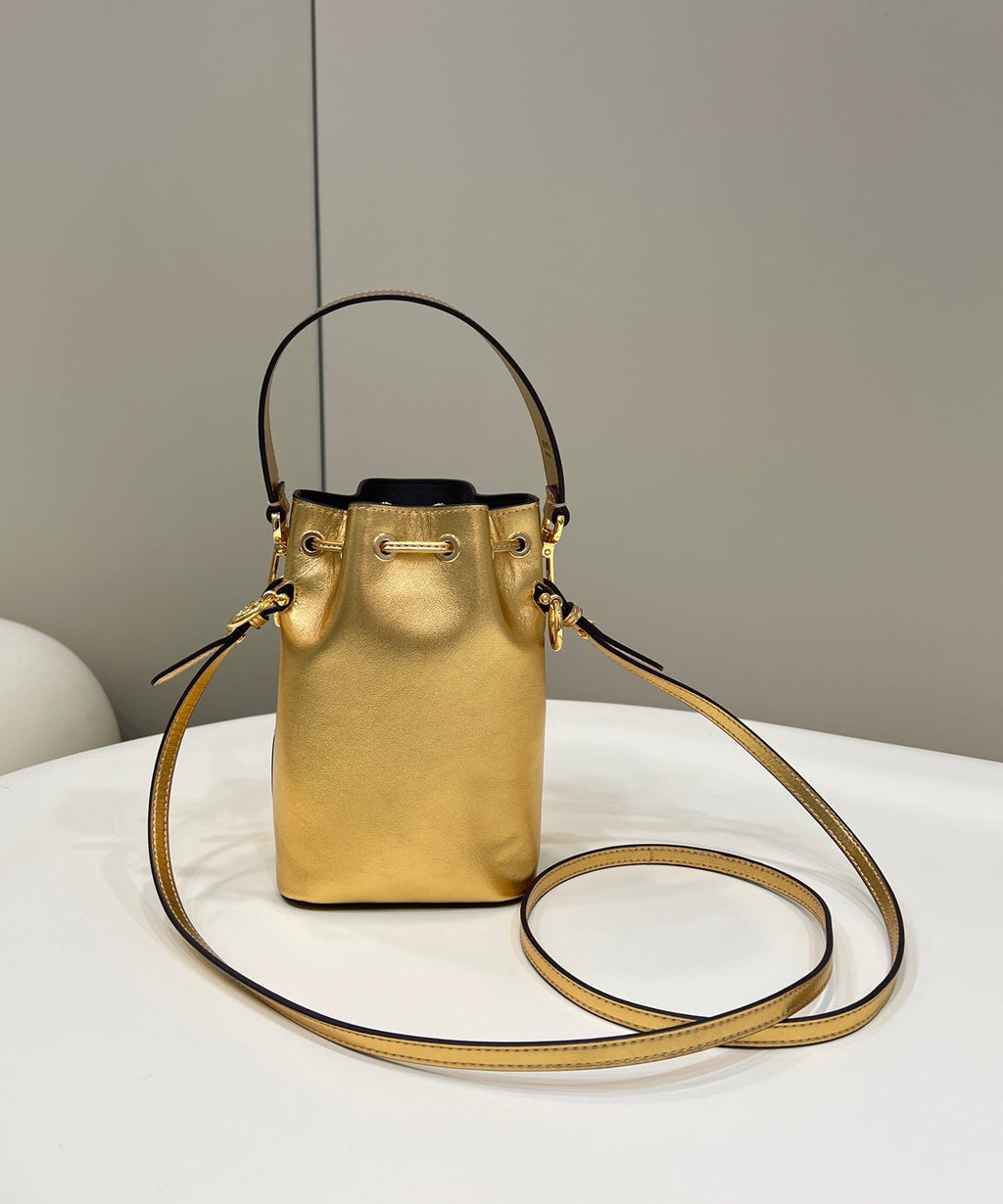 FENDI MON TRESOR 18 IN GOLD METALLIC CALFSKIN