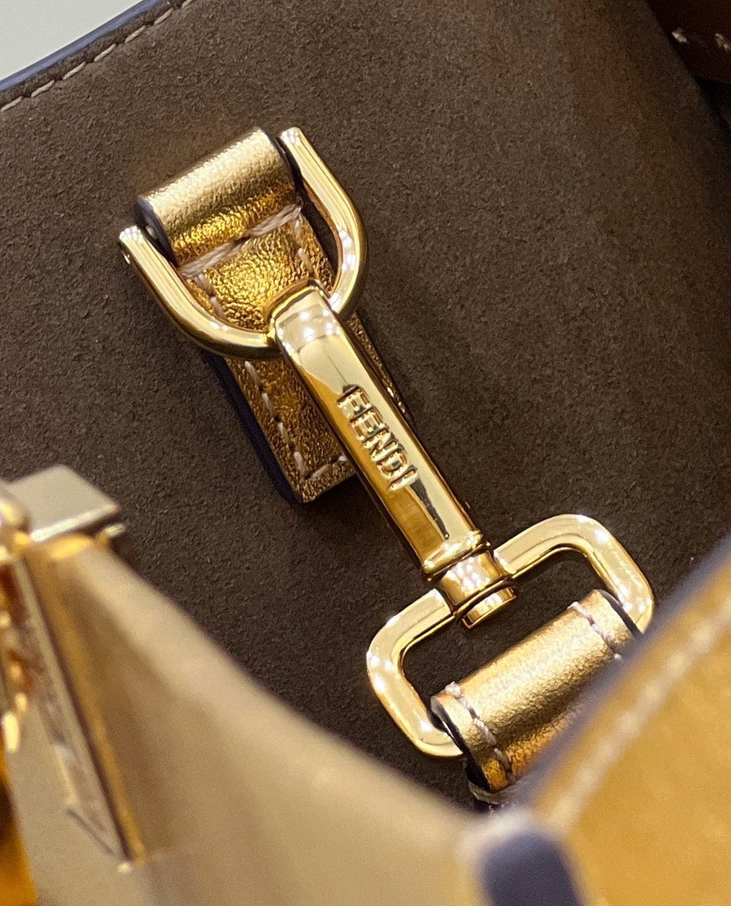FENDI SHINE LARGE 35 TOTE IN GOLDEN CALFSKIN