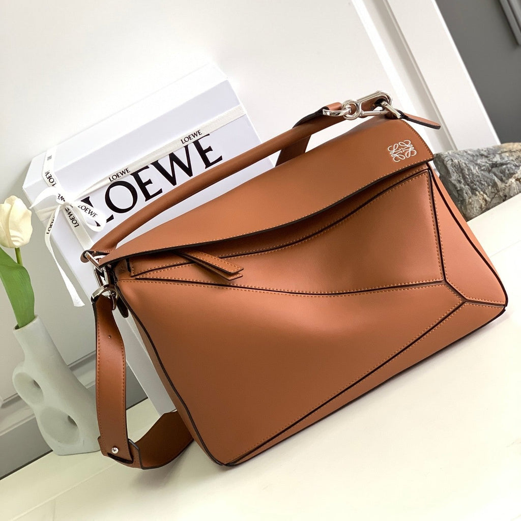 LOEWE LOE PUZZLE LARGE 35 BAG IN BRONZE BROWN CALFSKIN