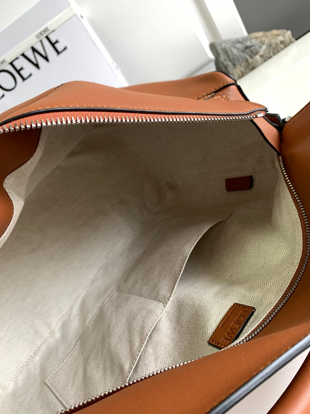 LOEWE LOE PUZZLE LARGE 35 BAG IN BRONZE BROWN CALFSKIN
