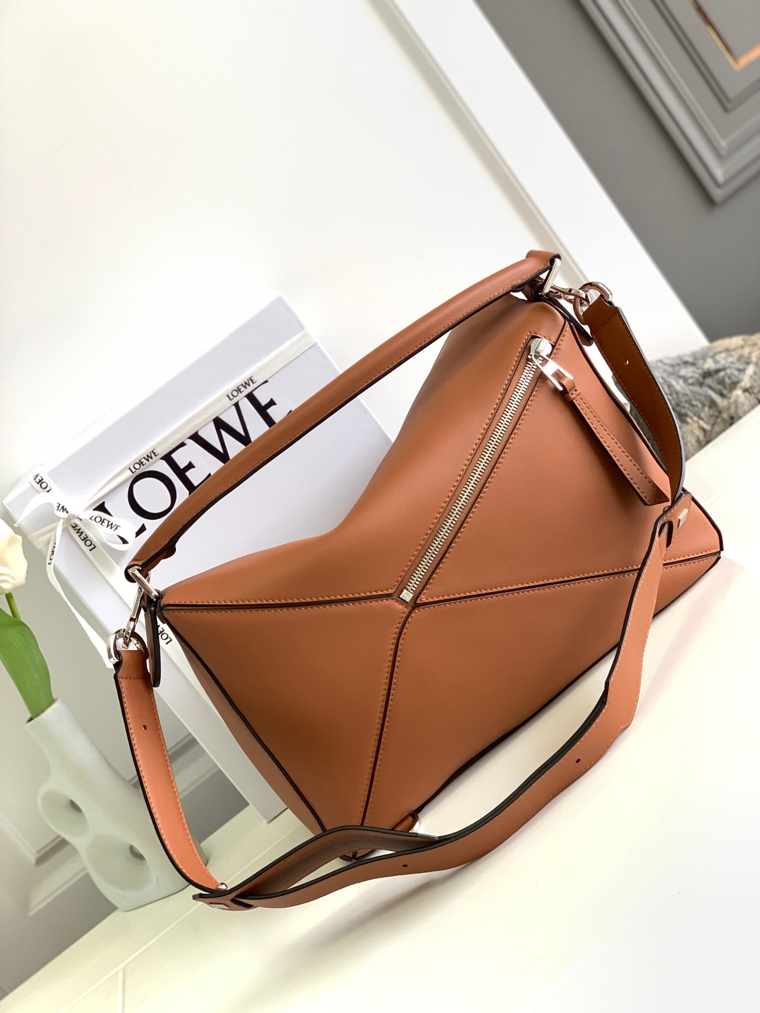 LOEWE LOE PUZZLE LARGE 35 BAG IN BRONZE BROWN CALFSKIN