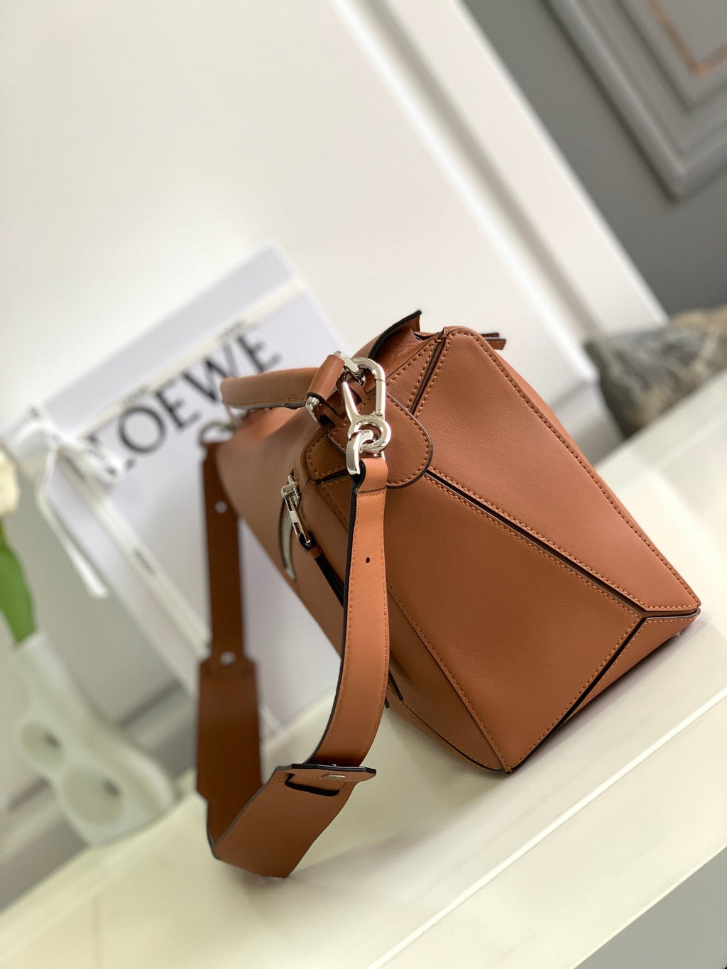LOEWE LOE PUZZLE LARGE 35 BAG IN BRONZE BROWN CALFSKIN