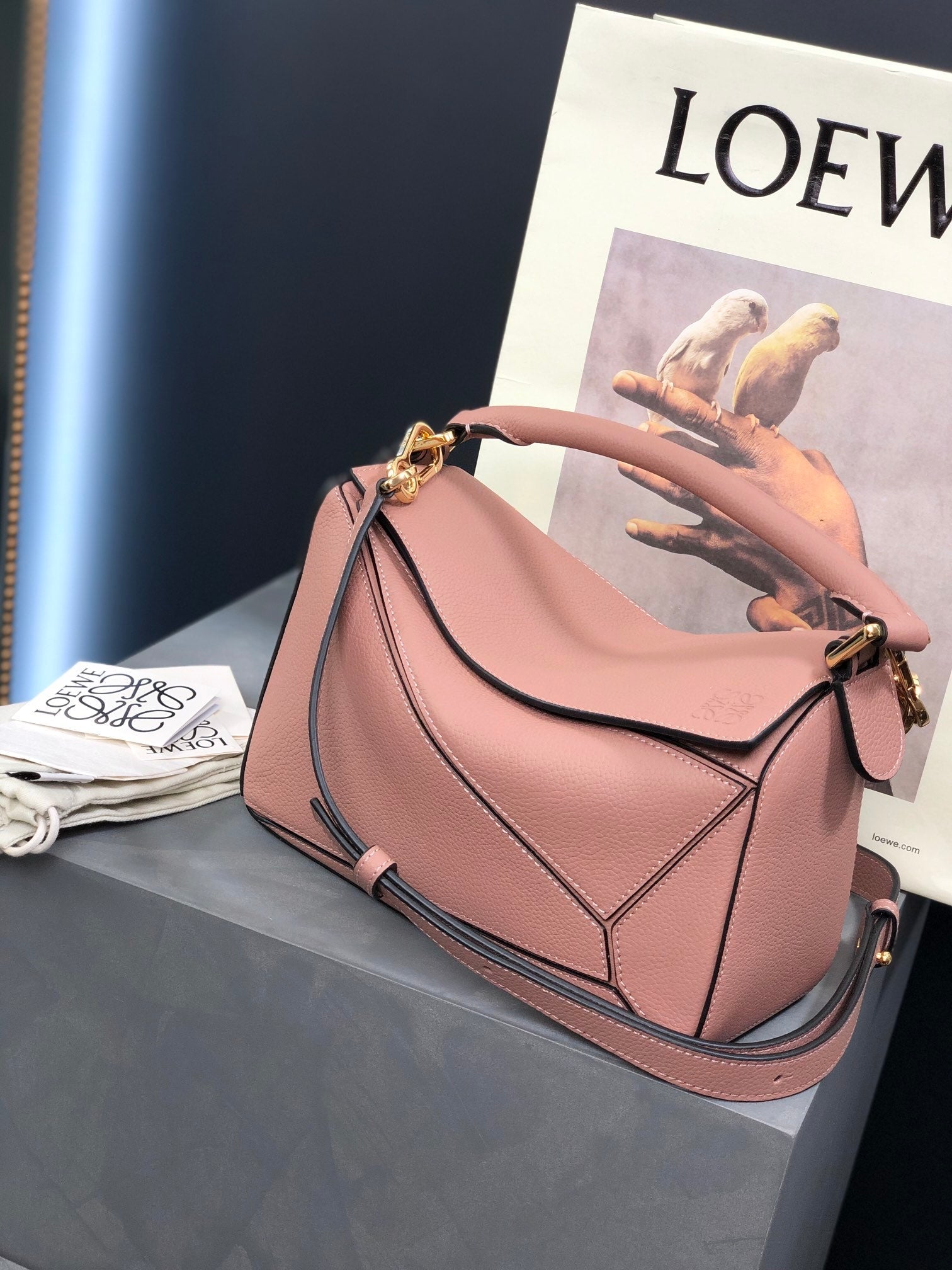 LOEWE SMALL PUZZLE 24 BAG IN CLASSIC LIGHT PINK CALFSKIN