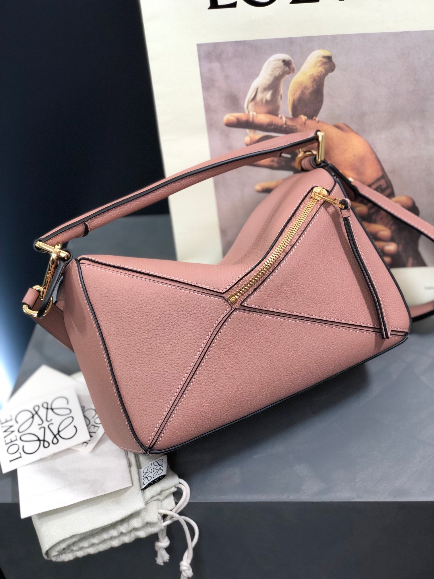 LOEWE SMALL PUZZLE 24 BAG IN CLASSIC LIGHT PINK CALFSKIN