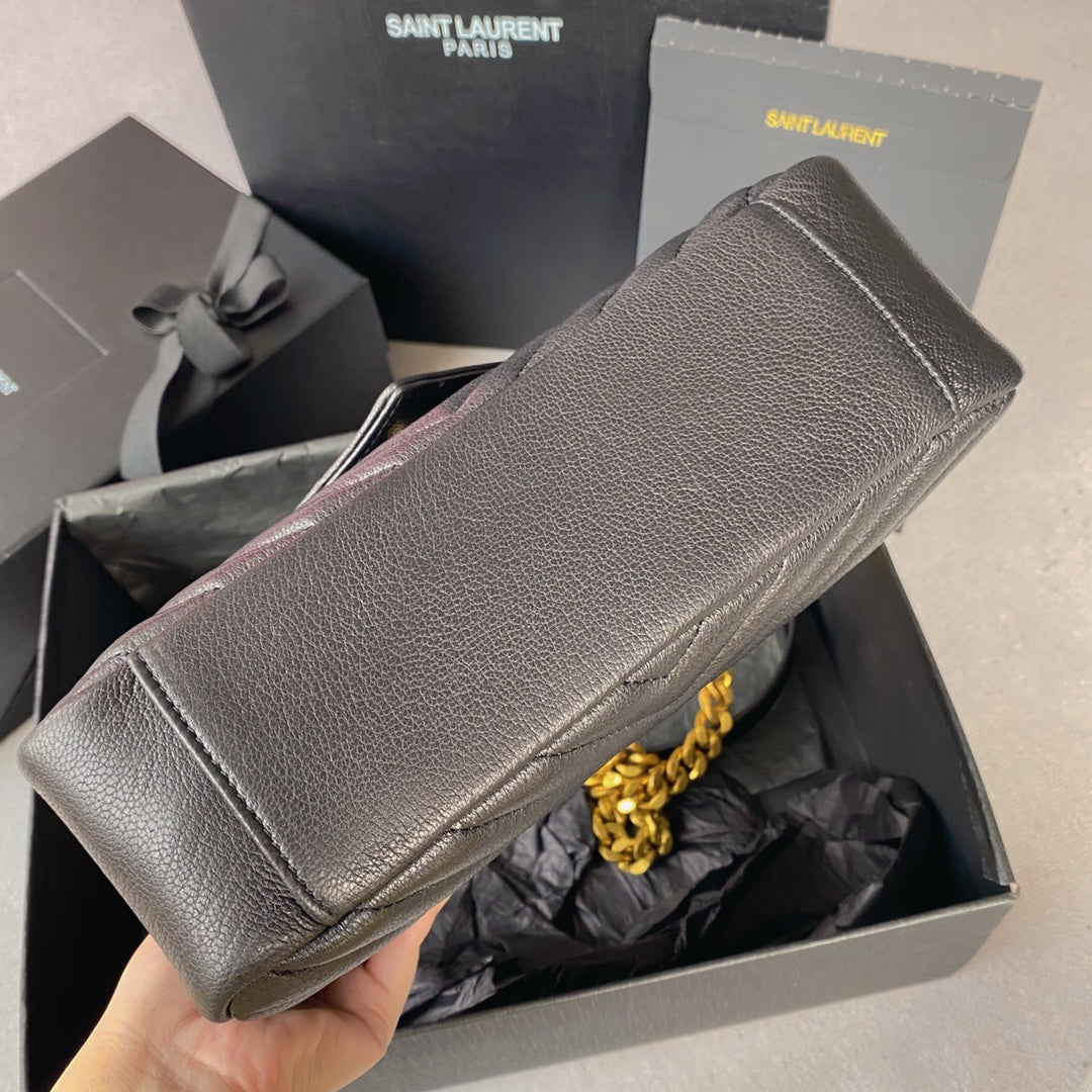 SAINT LAURENT COLLEGE MEDIUM 24 IN BLACK LAMBSKIN GOLD HARDWARE