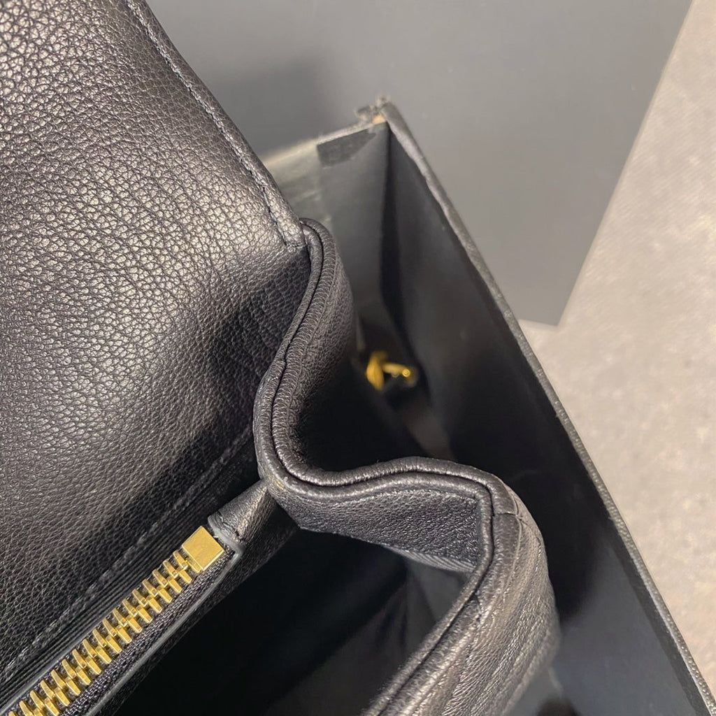 SAINT LAURENT COLLEGE MEDIUM 24 IN BLACK LAMBSKIN GOLD HARDWARE