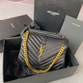 SAINT LAURENT COLLEGE MEDIUM 24 IN BLACK LAMBSKIN GOLD HARDWARE