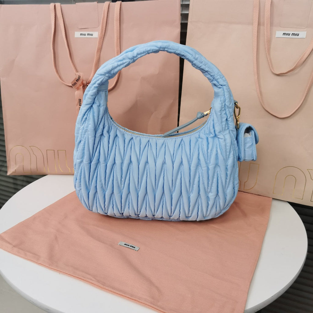 MIU MIU WANDER 28 BAG IN BLUE MINT ECO - FRIENDLY NYLON