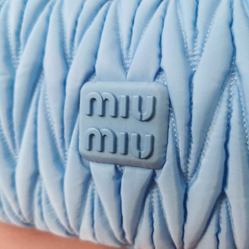 MIU MIU WANDER 28 BAG IN BLUE MINT ECO - FRIENDLY NYLON