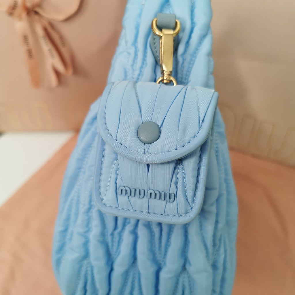 MIU MIU WANDER 28 BAG IN BLUE MINT ECO - FRIENDLY NYLON