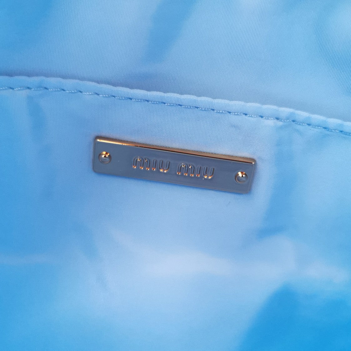 MIU MIU WANDER 28 BAG IN BLUE MINT ECO - FRIENDLY NYLON