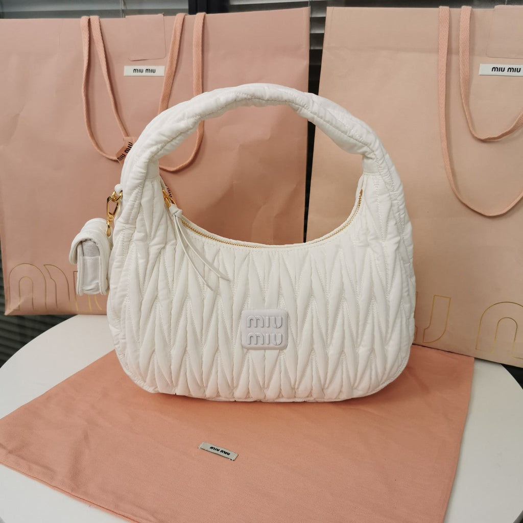 MIU MIU WANDER 28 BAG IN WHITE ECO - FRIENDLY NYLON