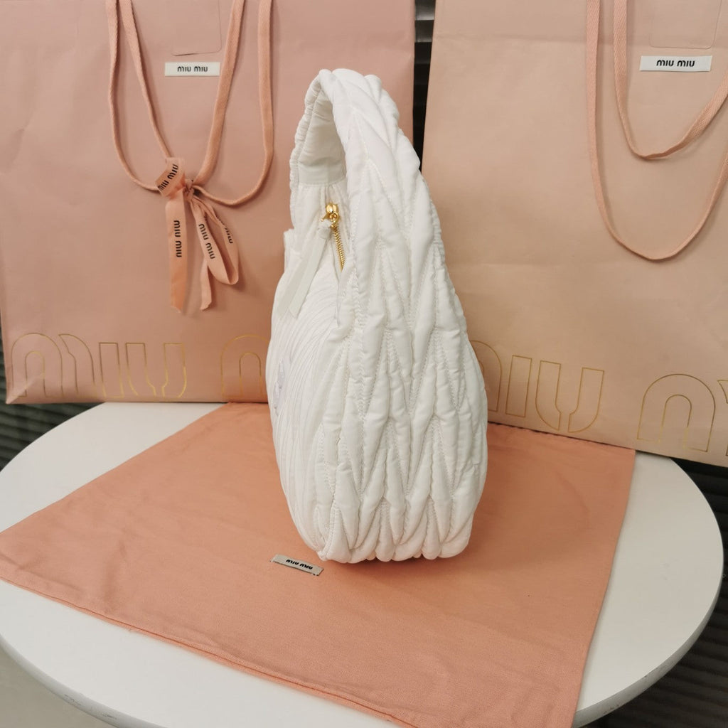 MIU MIU WANDER 28 BAG IN WHITE ECO - FRIENDLY NYLON