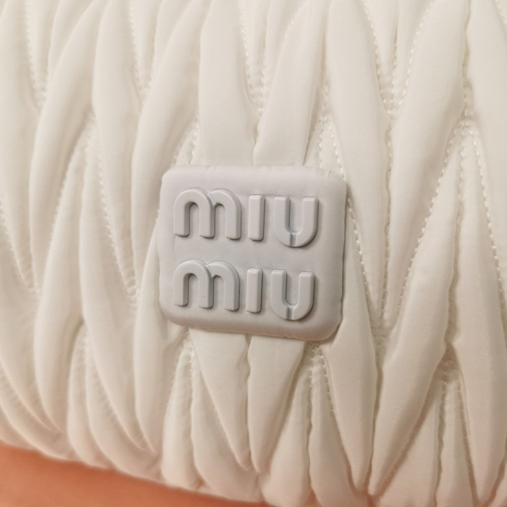 MIU MIU WANDER 28 BAG IN WHITE ECO - FRIENDLY NYLON