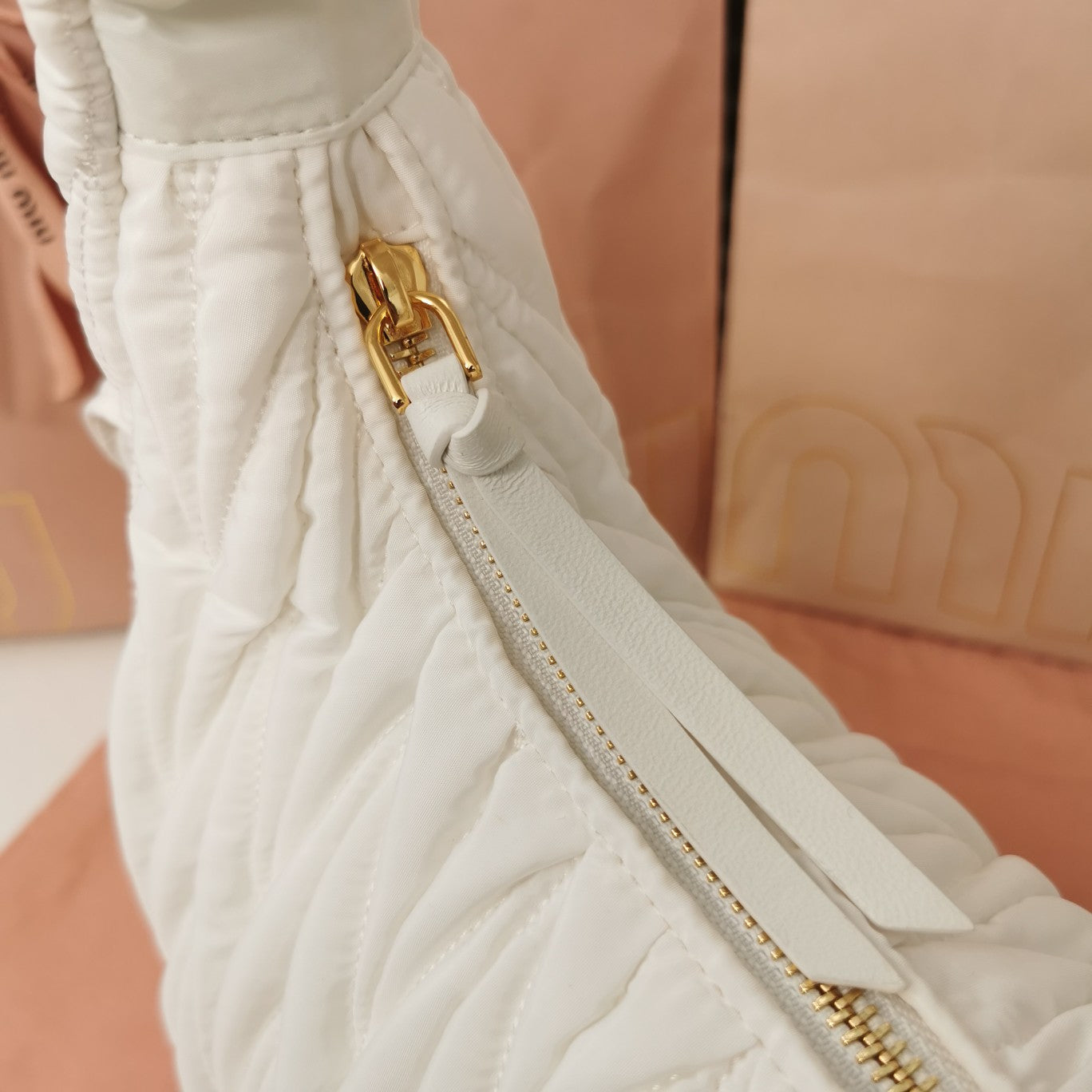 MIU MIU WANDER 28 BAG IN WHITE ECO - FRIENDLY NYLON
