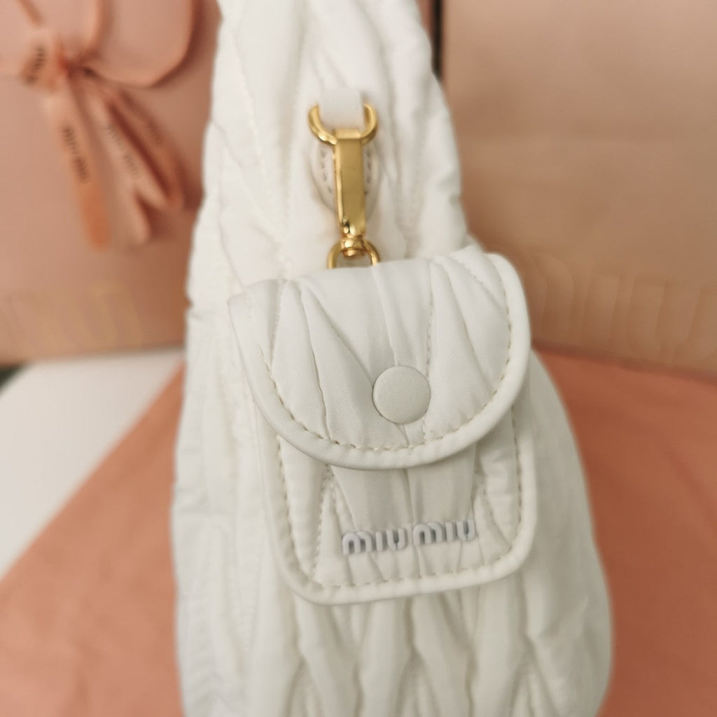 MIU MIU WANDER 28 BAG IN WHITE ECO - FRIENDLY NYLON